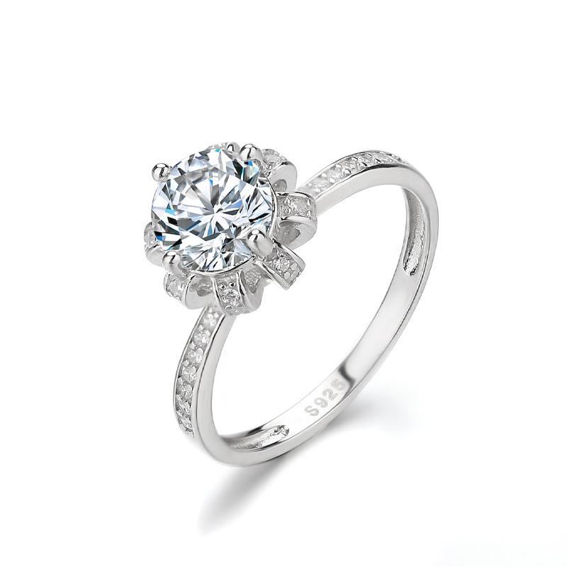 

18K Platinum Luxury Bouquet Ring Personalized 925 Sterling Silver Proposal Ice Queen Diamond Ring No. 9
