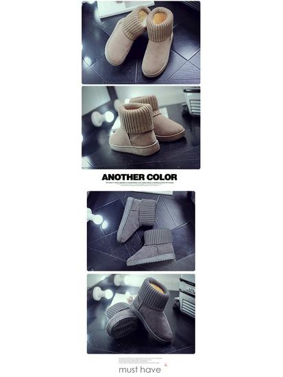 Women's Waterproof Wool Snow Boots, Flat Heel, Non-Slip, Warm Velvet Lining, Short Style