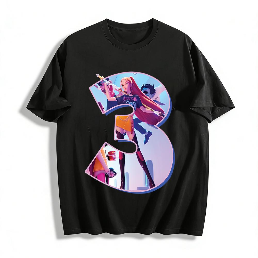 

Cyberpunk Style Number 3 Print T-shirt Street Cool Girl Trendy Loose Casual Crewneck Top Pure cotton T-shirt XXS