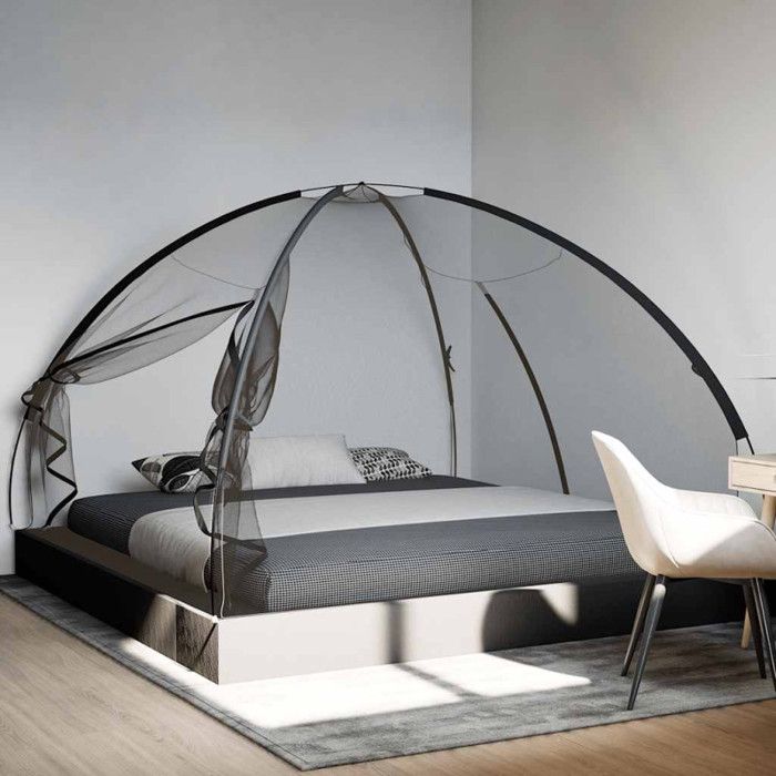 Mongolian Mosquito Net with Doors 220 Mesh Black 200x200x135 Cm