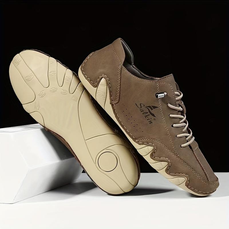 MĂRIME PLUS Pantofi ocazionali pentru bărbați, la modă, cu piele PU, pantofi comozi cu șireturi, ușori, respirabili, pentru plimbări cauzale în aer liber pentru bărbați