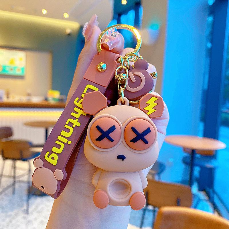 Cute Cartoon Decompression Winking Lightning Bear Keychain Couple Creative Exquisite Women S Bag Pendant Small Gift