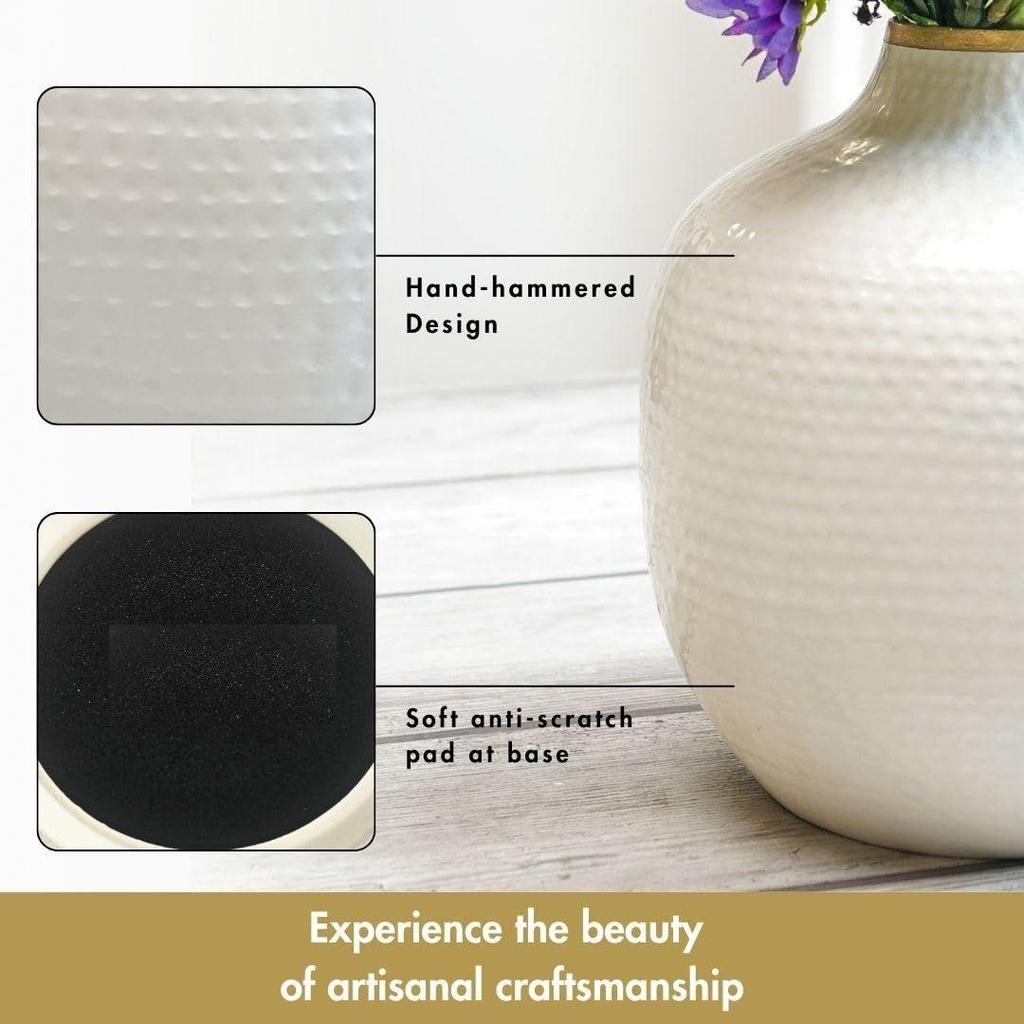 Matt Metal Hammered Bud Shape Vase for Home Decor Decoratives for Indoor Outdoor Living Room Balcony