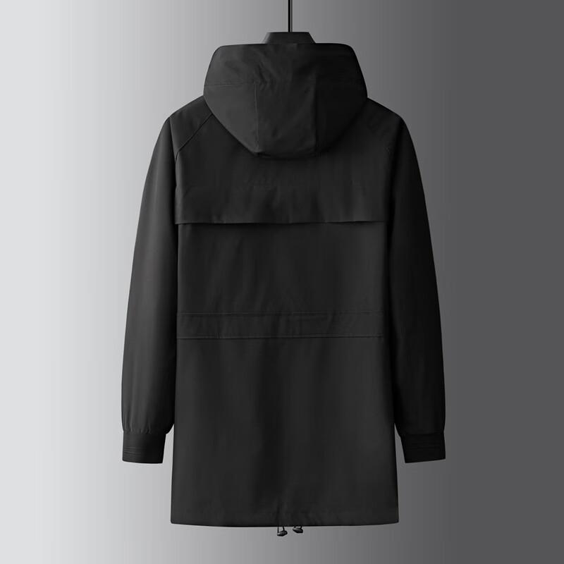 Men's Plus Size Hooded Mid-Length Windbreaker