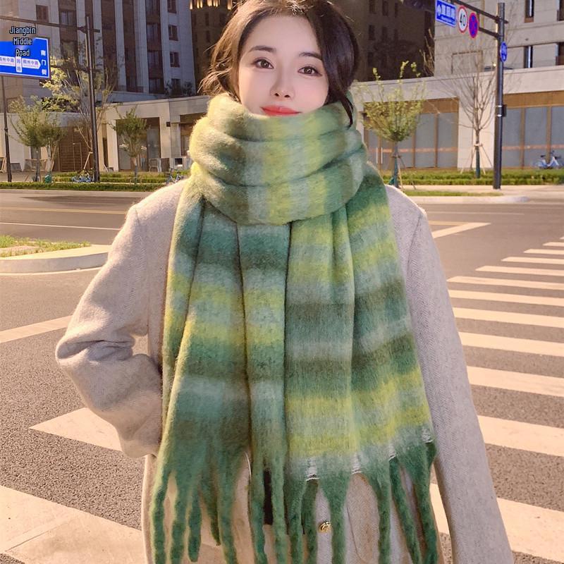 Hochwertiger Schal im koreanischen Stil mit Karomuster: Warmer, verdickter Kaschmir-ähnlicher Schal für Studenten und Paare