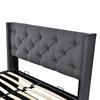 Hydraulic Double Bed, Upholstered, 140x200cm, Metal Slatted Frame, Modern, Storage Space, Cotton, Grey (With Mattress)