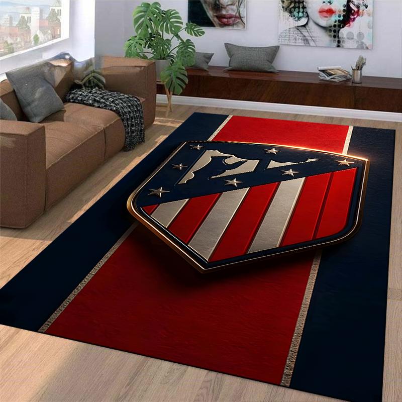 "Red Blue Striped Shield Emblem Carpet for Living Room Decor" Suitable for use as an anti-slip for living room bedroom sofas