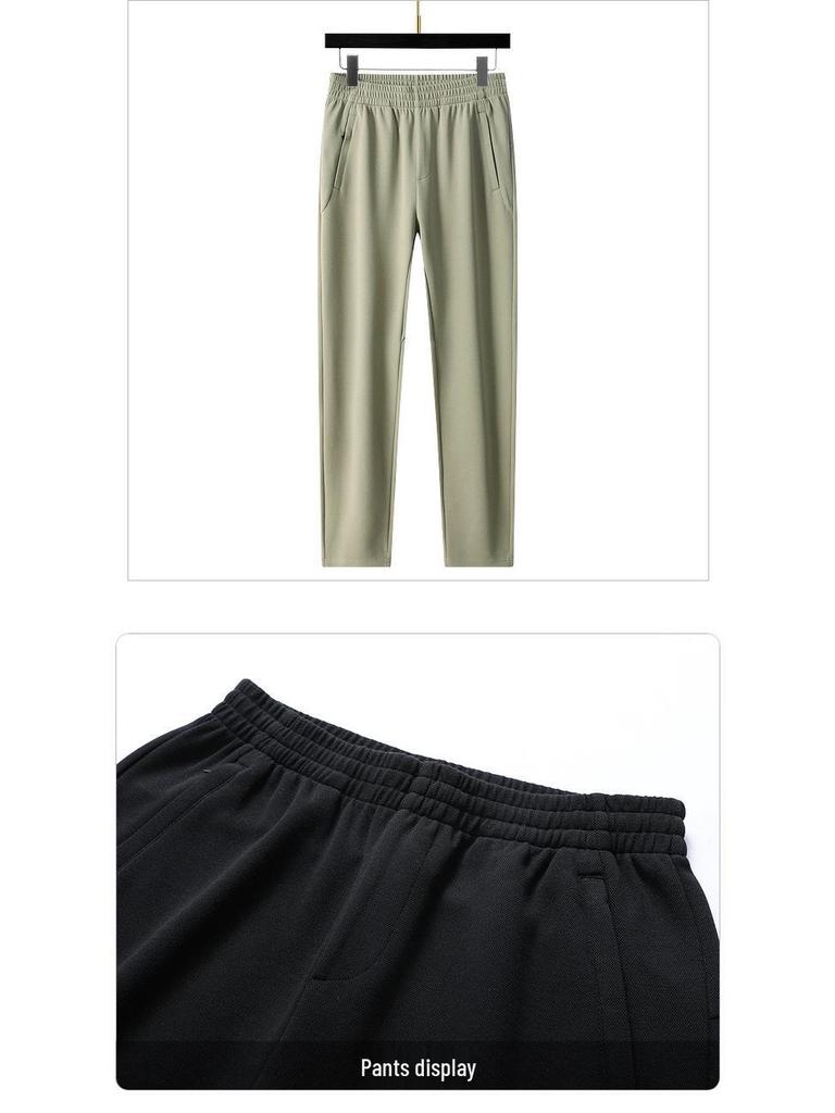 Men's Loose Fit Knitted Sweatpants - Straight Leg, Plus Size, Casual Trousers for Spring and Autumn