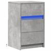 VidaXL Bedside Cabinet and LED Lights Concrete Gray Engineered Wood, Side Table, Bedside Cabinet, Side Table for 852015