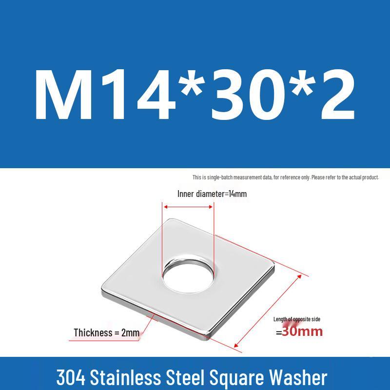 304 Stainless Steel Thickened Square Washer for Curtain Wall (M4-M16)