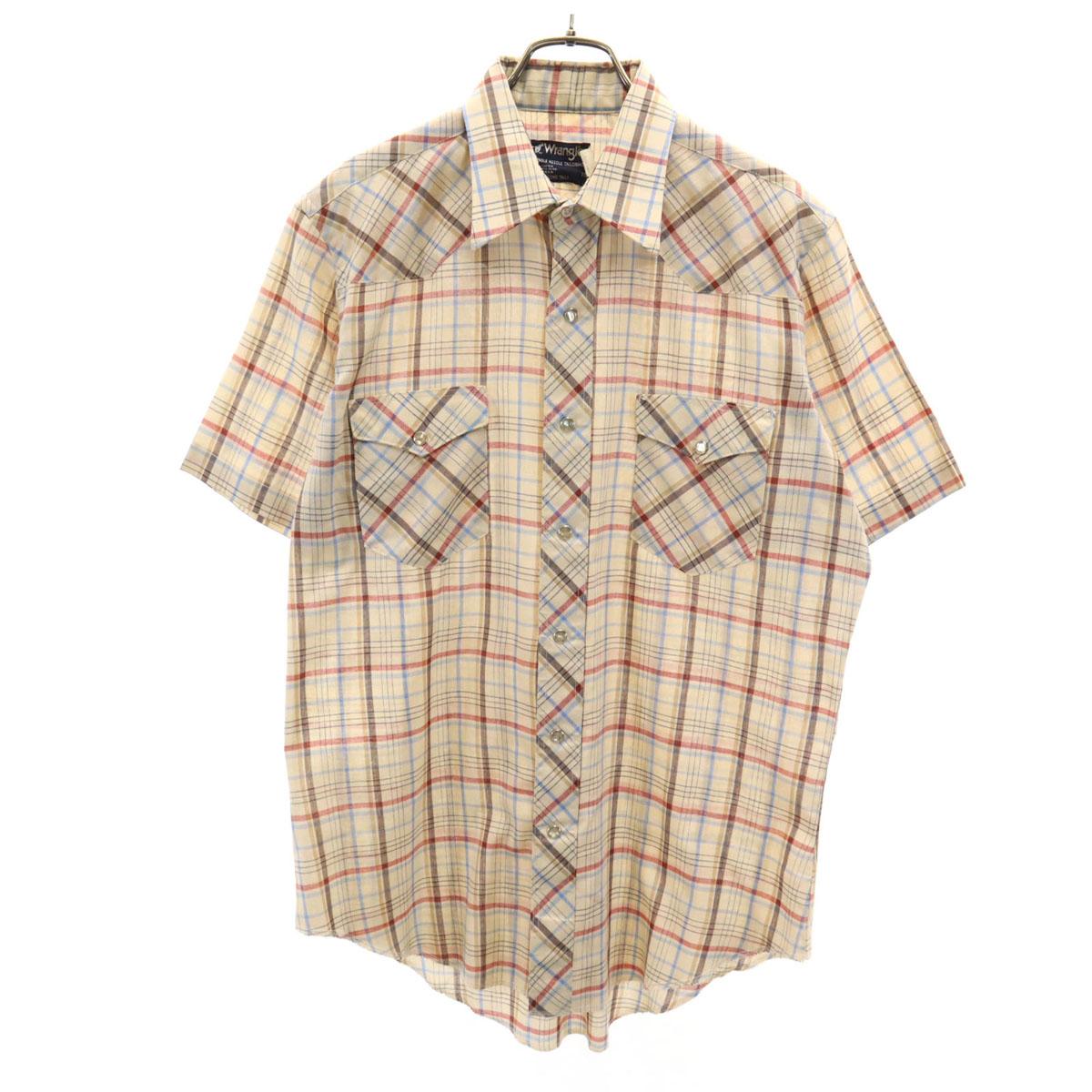 

Винтажная рубашка Wrangler 80-х годов в клетку, с коротким рукавом и удлиненной спинкой, 16 Gurege, мужская, б/у