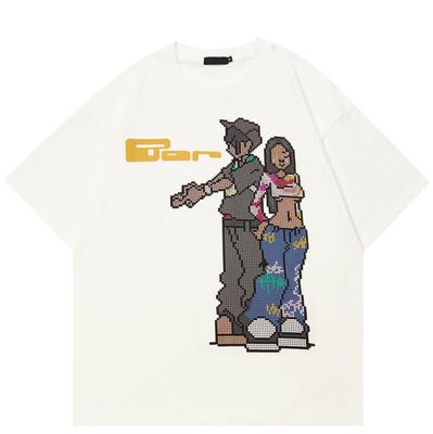2024 Streetwear Close Couple Graphic Unisex T-Shirt Cotton Tshirt Unisex Tops Tees Summer Short Sleeves T Shirt