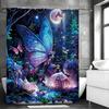 Enchanted Forest Butterfly Plant Shower Curtain, Bathroom Decorative Shower Curtain, Waterproof Shower Curtain With Hooks