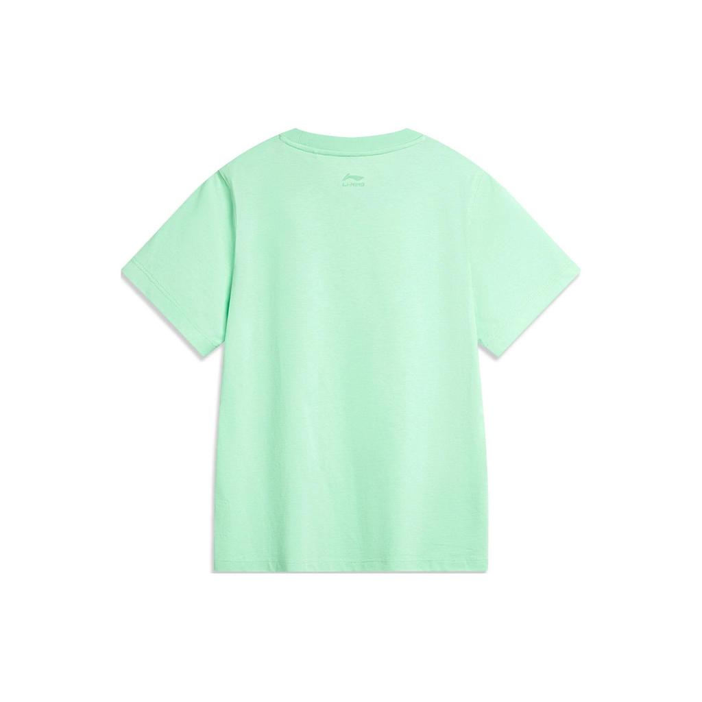 Li Ning Sports Lifestyle Series Coconut Tree Print Casual Round Neck Short Sleeve T-Shirt Women T-Shirts Cool-Green AHSU352-5