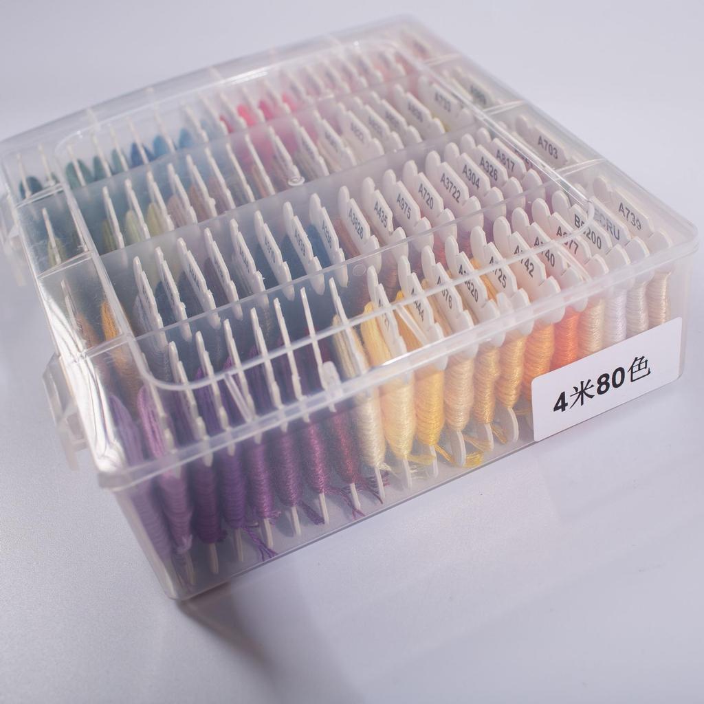 120-Color Hand-Embroidered Cotton Thread Set in Plastic Box for Cross Stitch & Sewing