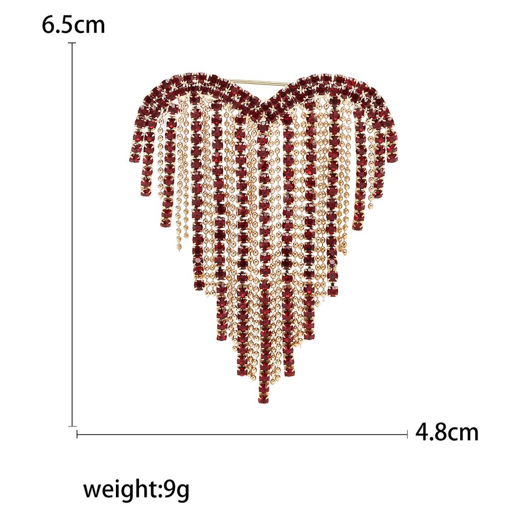 Stilvolle Strass Liebesbroschen für Damen Unisex Quaste Valentinstag Herz Anstecknadeln Bankett Party Rucksack Geschenke Schmuck Accessoires