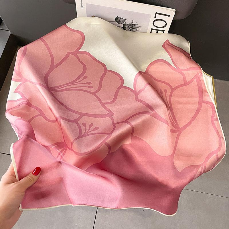 70 square scarf silk silk scarf women s retro pink flower print square scarf women s professional plain crepe satin mulberry silk scarf 70