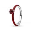 CopperDainty Thin Band Ring Colorful Enamel Heart Cubic Zirconia Stackable Finger Jewelry for Women