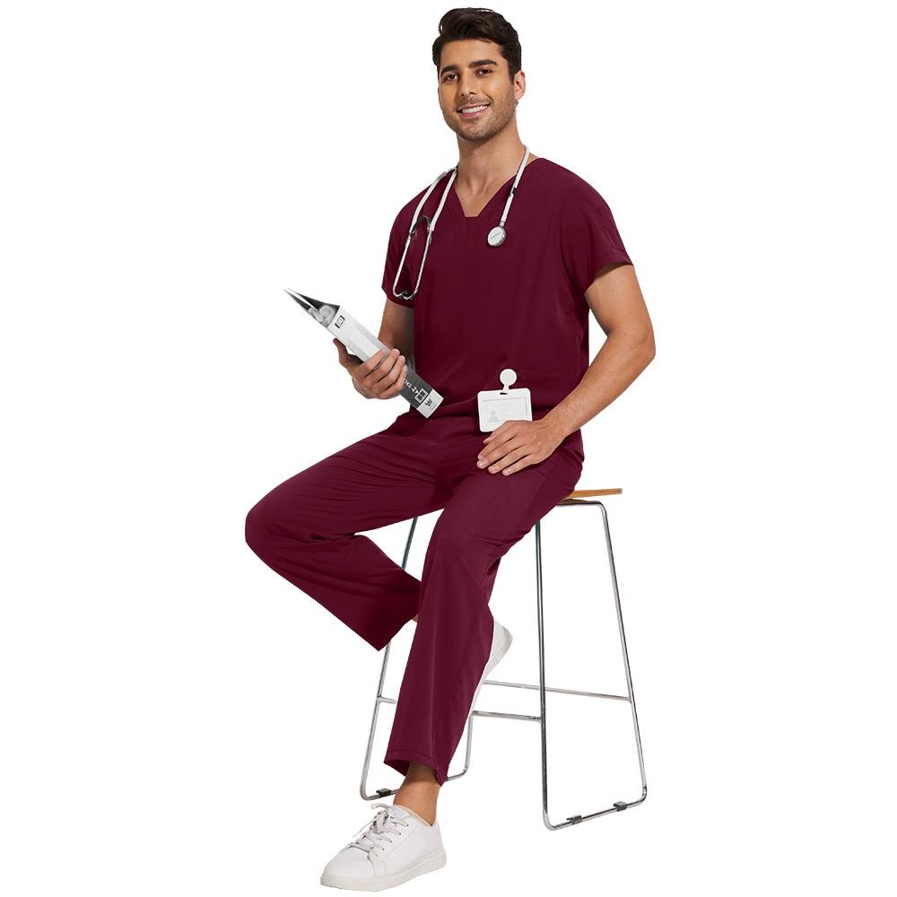 Herren Einfarbig Schnelltrocknend Dünn Lässig und Bequem Kurzärmelige Hose Waschen Kleidung Anzug Arbeitsuniform Mattierter Anzug