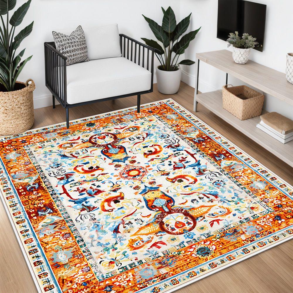 Bohemian Big Size Retro Live Room Rug Soft Washable Room Decoration Bedroom Bedend Carpet Customizable Sofa Table Mat Flannel