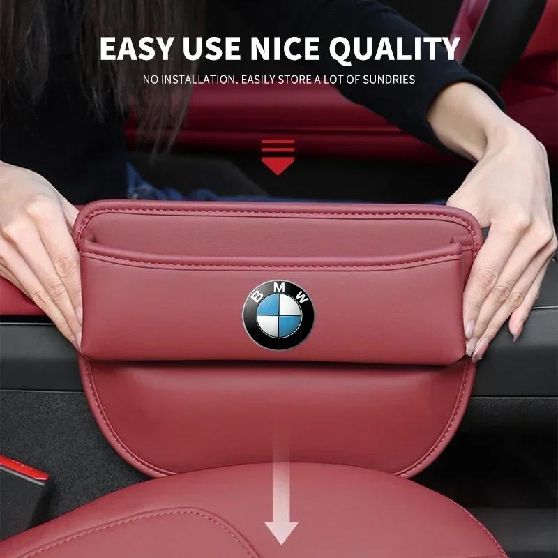 1 ks Kožený Organizér do Auta s Logem na Sedadlo Pro Bmw Řady 3 2 5 E90 F10 E60 X3 F25 E46 F30 X5 E53 E91 M M2 M3 M5 Autopříslušenství