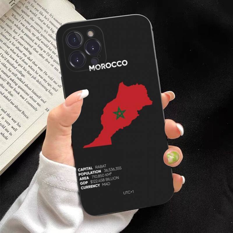 Morocco Flag Phone Case Silicone Soft for iphone 14 13 12 11 Pro Mini XS MAX 8 7 6 Plus X XS XR Cover