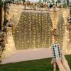 Xmas Holiday LED String Lights Remote Controlled 8 Modes Fairy Curtain USB Powered 3x1M/3x2M/3x3M for Bedroom Living Room Decor