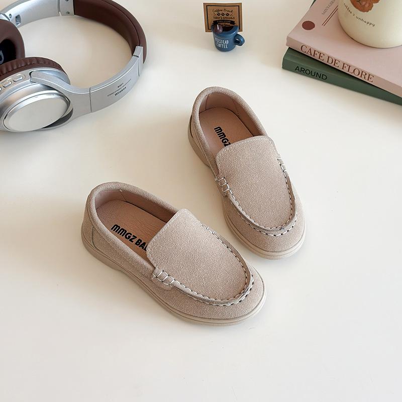 Mocassini Primavera Bambini Scamosciati Minimalisti alla Moda Unisex Ragazzi Ragazze Scarpe in Pelle Versatili Antiscivolo Monocolore Scarpa Bambino