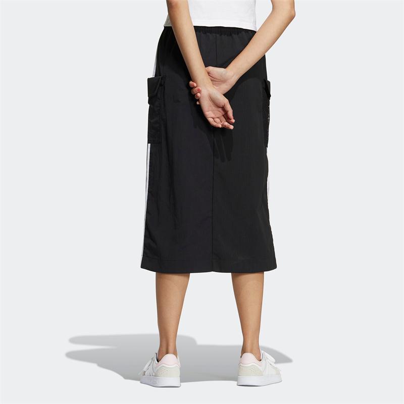 Adidas Neo Pocket Logo Vyšívaná Pruhovaná Ležérní Dlouhá Sukně Dámské Sukně Černá HN2338