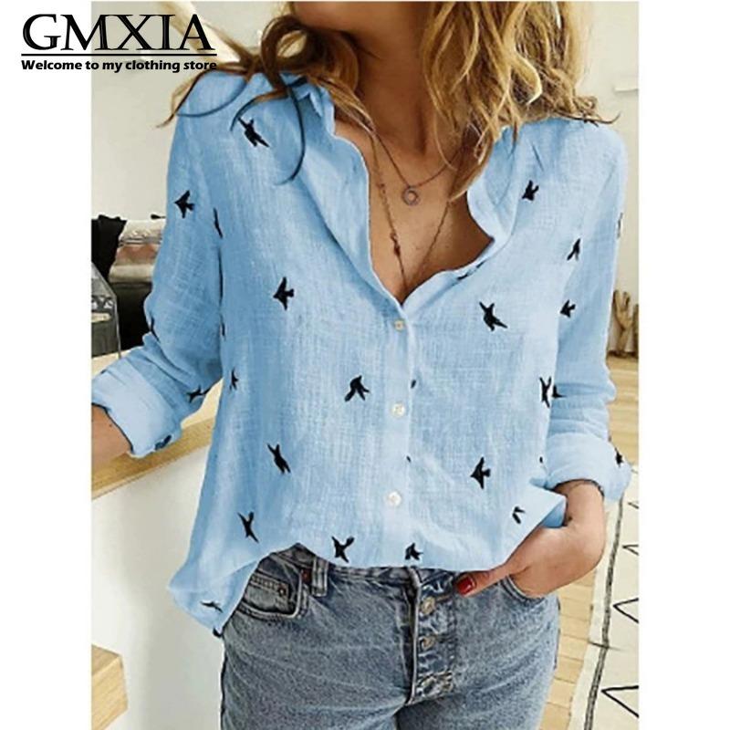 GMXIA Damska Moda Casual Rekreacyjna Bluzki i Koszule z Długim Rękawem z Kołnierzykiem POLO