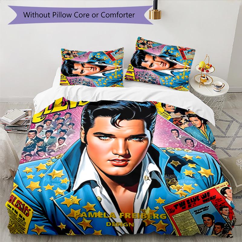 Elvis 3-teiliges Bettwäsche-Set Bettbezug Verschluss Enthält 1 Bettbezug & 2 Kissenbezüge für Alle Jahreszeiten Schlafzimmer Zuhause Wohnheim Dekor