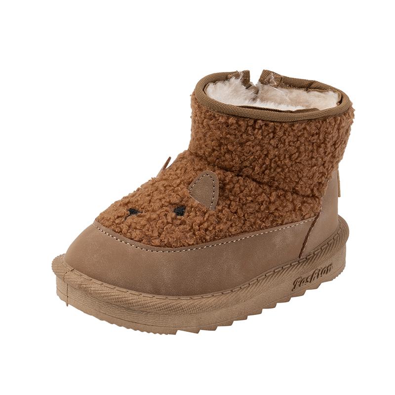 Children's Snow Boots Cartoon Cute 2024 Winter New Plush Comfortable Anti Slip Warm Cotton Boots Boys Girls Zipper Outdoor Boots