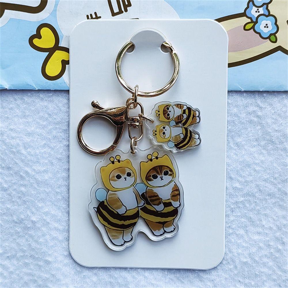 Şeffaf Kedi Anahtarlık Akrilik Kedi Charm Anahtarlık Yaratıcı Köpek Anahtarlık Çanta Kolye