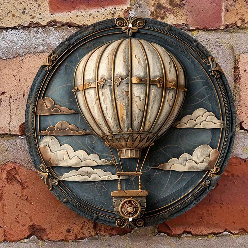 Wood Hot Air Balloon Wooden Sign, for Church Front Door Wall Hanging Decor Ideal, Home, Room, Farmhouse, Street, Shop, Garage, Bar, Garden, and Coffee