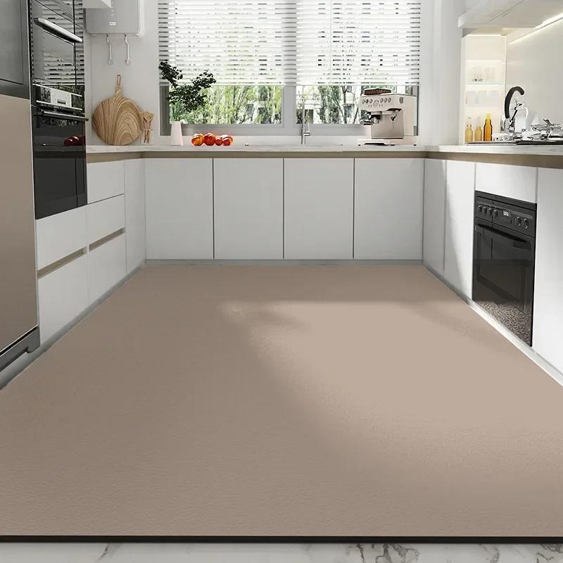 Kitchen Carpet, Waterproof Pvc Floor Mats, Non-Slip Leather Mat, Solid Color, Home Decoration, Big Size, Custom Rug