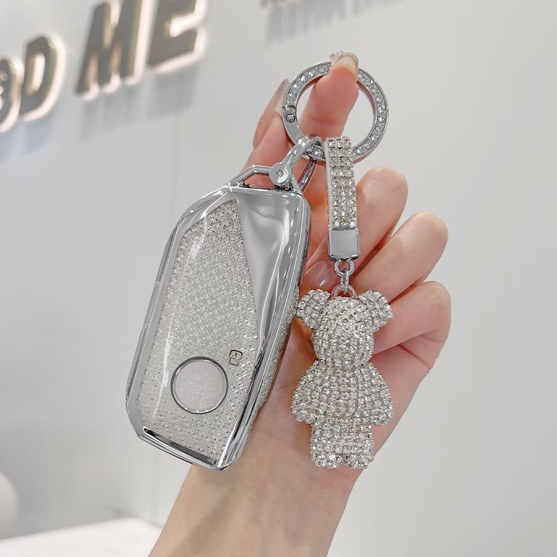 TPU Car Remote Key Cover Case Holder Shell Chain Protector Fob For BMW New 530Li I5 iX1 X1 X5 840I 740Li iX I7 X6 X7 5 7 Series