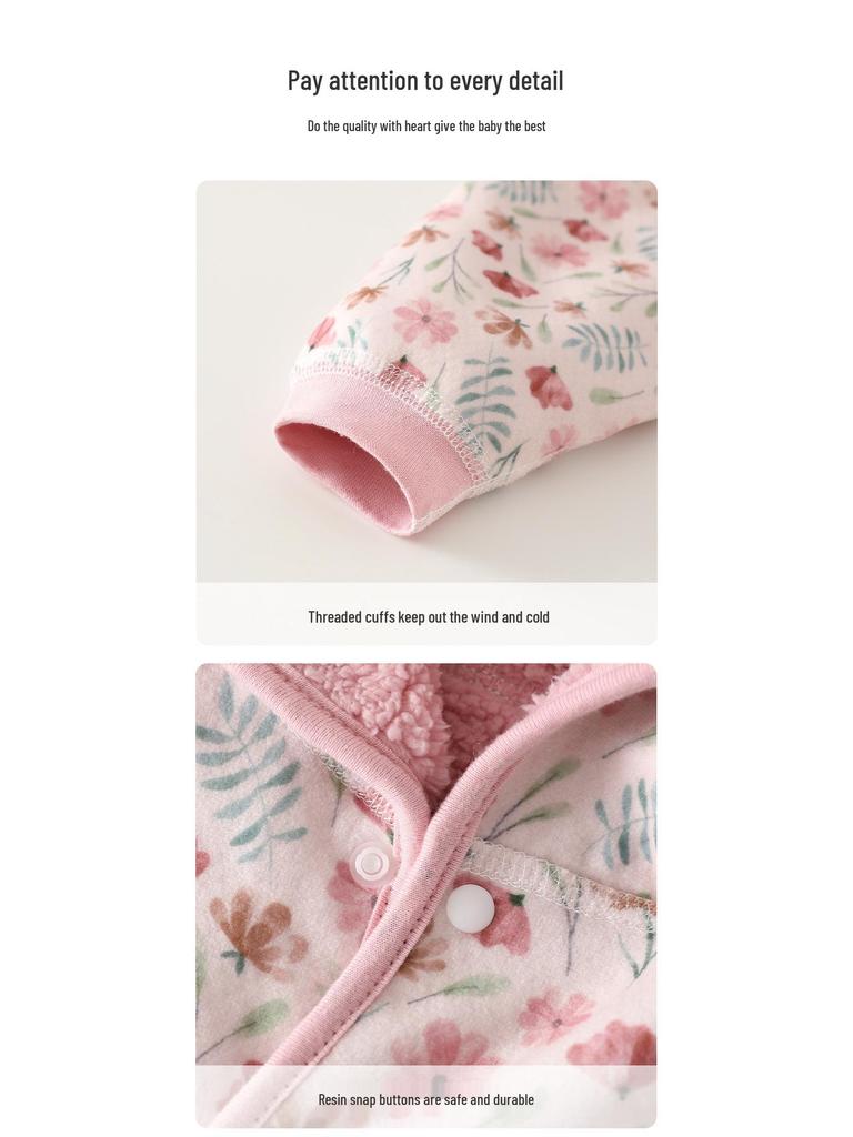 Fleece-lined Baby Romper for Autumn/Winter | 0-1 Year Warm Outing Crawling Suit by Anyang Baby & Children's Wear
