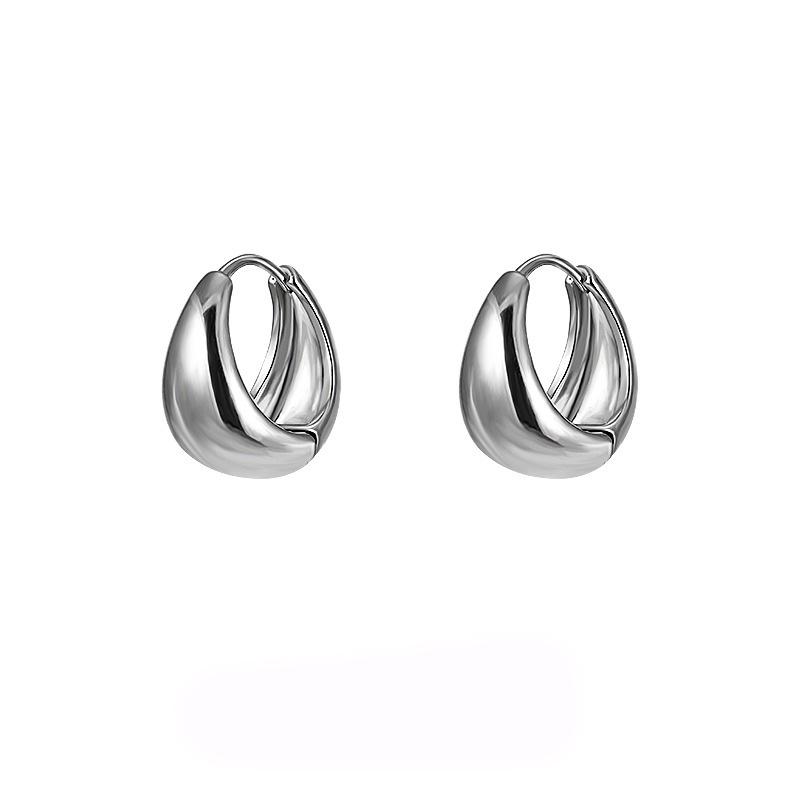 

Metal silver water drop ear loop earrings, premium earrings, stud earrings, simple personalized ear buckles, hip-hop jewelry.
