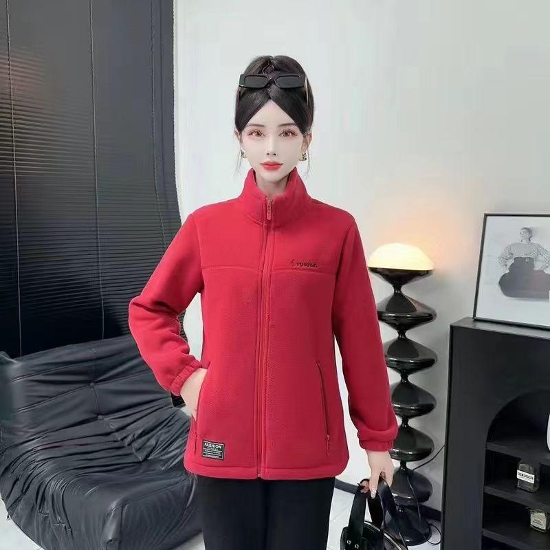 Флисовая куртка Polar Fleece Женская повседневная куртка Свитер Флис Теплый Утепленный Плюс Флис Свитер красный 1760₽