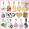 New 925 Silver Charms Bead Golden Sun Face Chameleon LOVE Charm Fit Original Bracelets Bangle Pendant Jewelry Gift