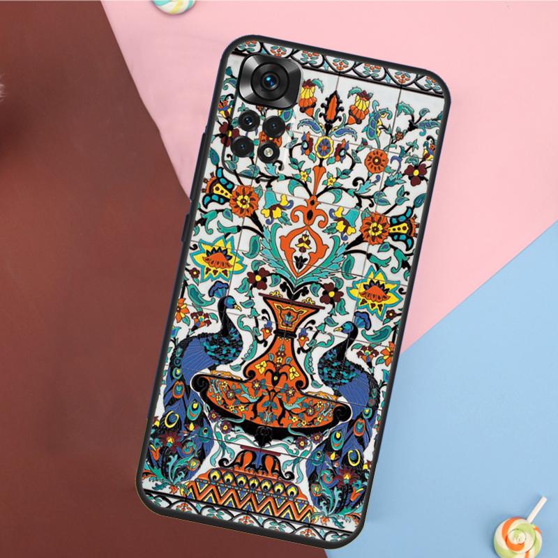 Ancient Floral Tiles Cover For Xiaomi Redmi Note 13 Pro 14 12 11 9 10 9S 10S 11S 12S Redmi 14C 10C 12C 13C Case