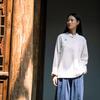Höst T-shirts med kinesisk design för dam Andningsbar Dam Bomull Linne Skjorta Blus Kinesisk Traditionell Hanfu Blus