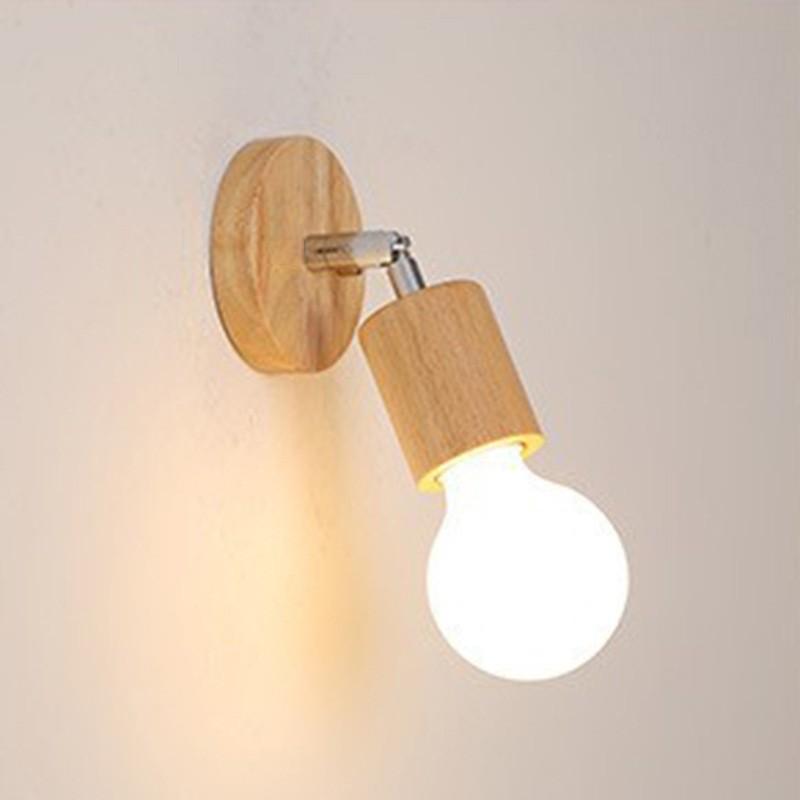 Modern Minimalist Wooden Wall Lamp With Led Bulb For Bedroom And Living Room Decor