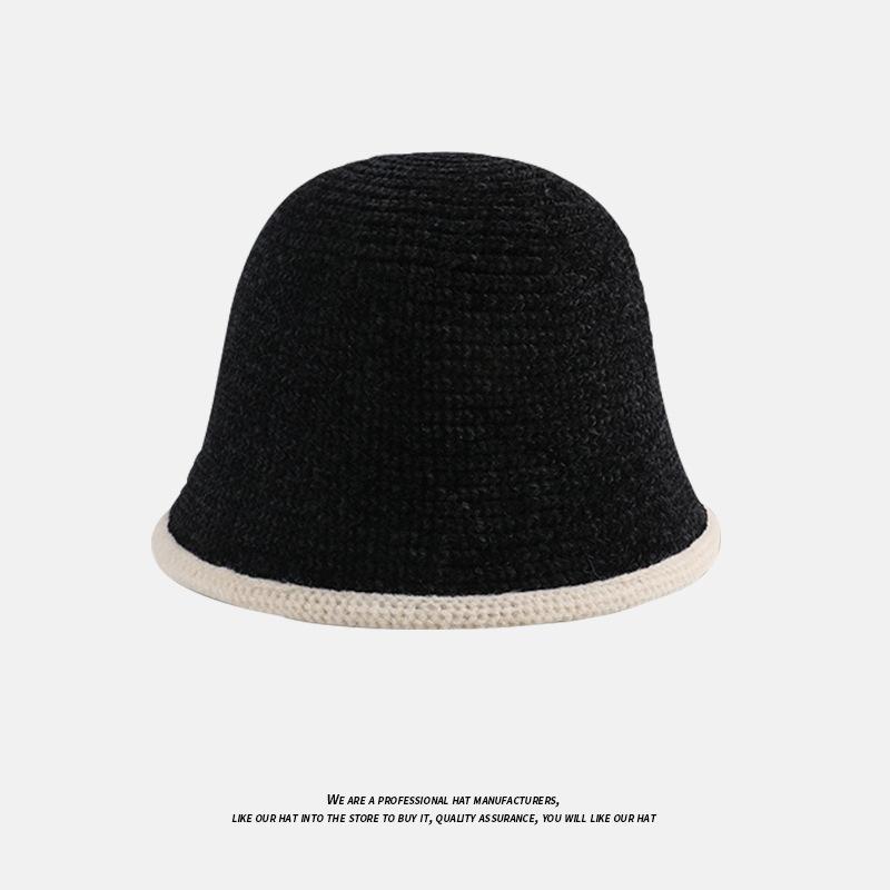 Warm Hat for Women Japanese Style Simple Solid Color Knitted Fisherman Hat Showing Face Small Chenille Casual Ear Protection Basin Hat
