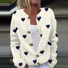 Women's Fashion Printed Valentine's Day Long Sleeved Knitted Cardigan Button Down Jacket