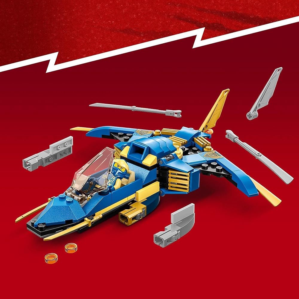 LEGO Ninjago Jay's Lightning Jet EVO Building Toy for Kids 6-9 Years Old, Educational Block Set, Gift Idea