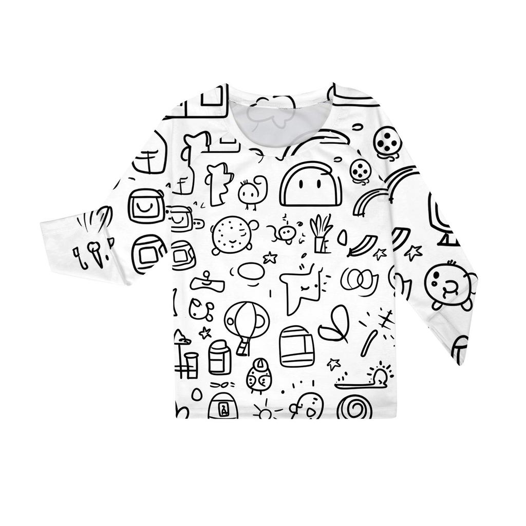 DIY Hand Painted Colorable-Parent-child Outfit - Print Round Neck Parent-child Long Sleeve Long Pants Home Clothes Suit Spring