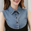 Detachable Denim Fake Collar for Women Button Down Half Shirt Blouse Mock Collar Removable Shirt Collar Accessory