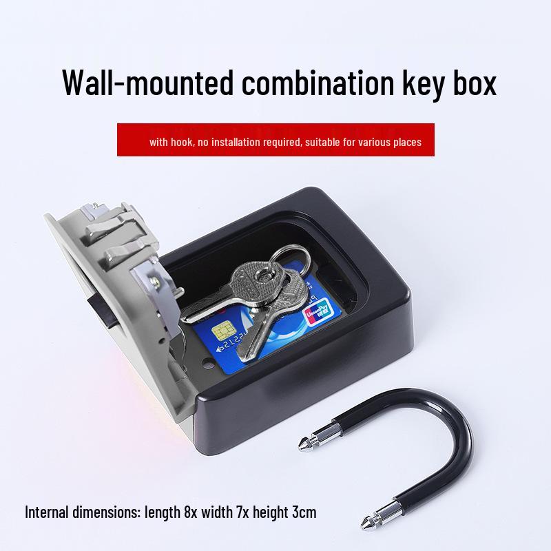 B&B Decor Wandmontierte Schlüsselbox mit Schloss & Haken - Kostenlose Montage