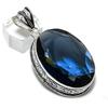 Natural Blue Topaz Gemstone Handmade 925 Sterling Silver Gift Pendant 2.25" r4A52